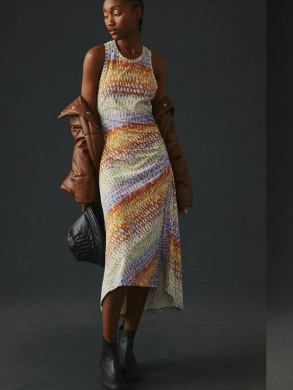 Anthropologie Daily Practice Pastel Sleeveless Ruched Treasure Tank Midi Dress